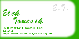 elek tomcsik business card